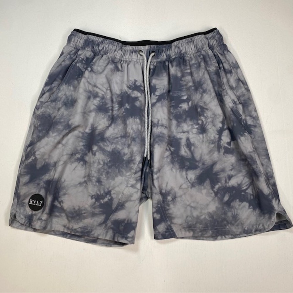 BYLT Premium Basics Active Shorts Mens XXL Grey‎ Tie Dye Lined Athletic Pockets